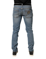 Dolce & Gabbana Blue Embellished Loose Cotton Men Denim Jeans