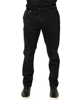 Dolce & Gabbana Black Tattered Skinny Cotton Denim Jeans