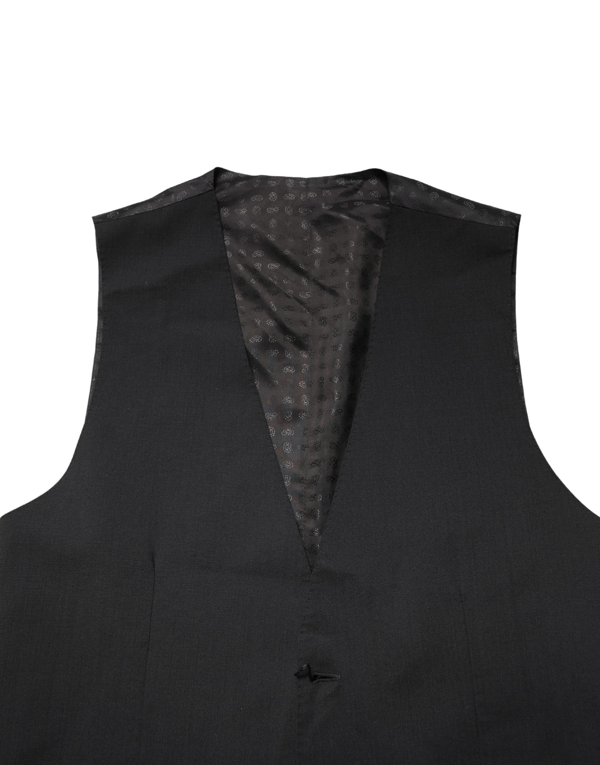 Dolce & Gabbana Black Wool Dress Men Formal Waistcoat Vest