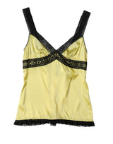 Dolce & Gabbana Yellow Silk Lace Trim Lingerie Top Underwear