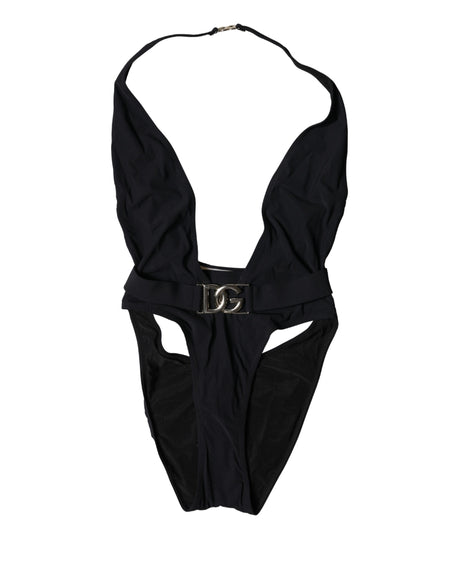 Dolce & Gabbana Black DG Nylon One-Piece Swimsuit Swimwear