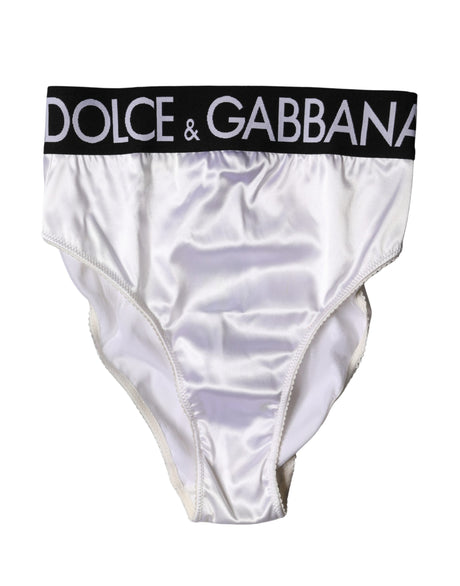 Dolce & Gabbana White Logo Brief High Waist Panty Underwear