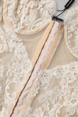 Dolce & Gabbana Beige Floral Lace Corset Lingerie Underwear