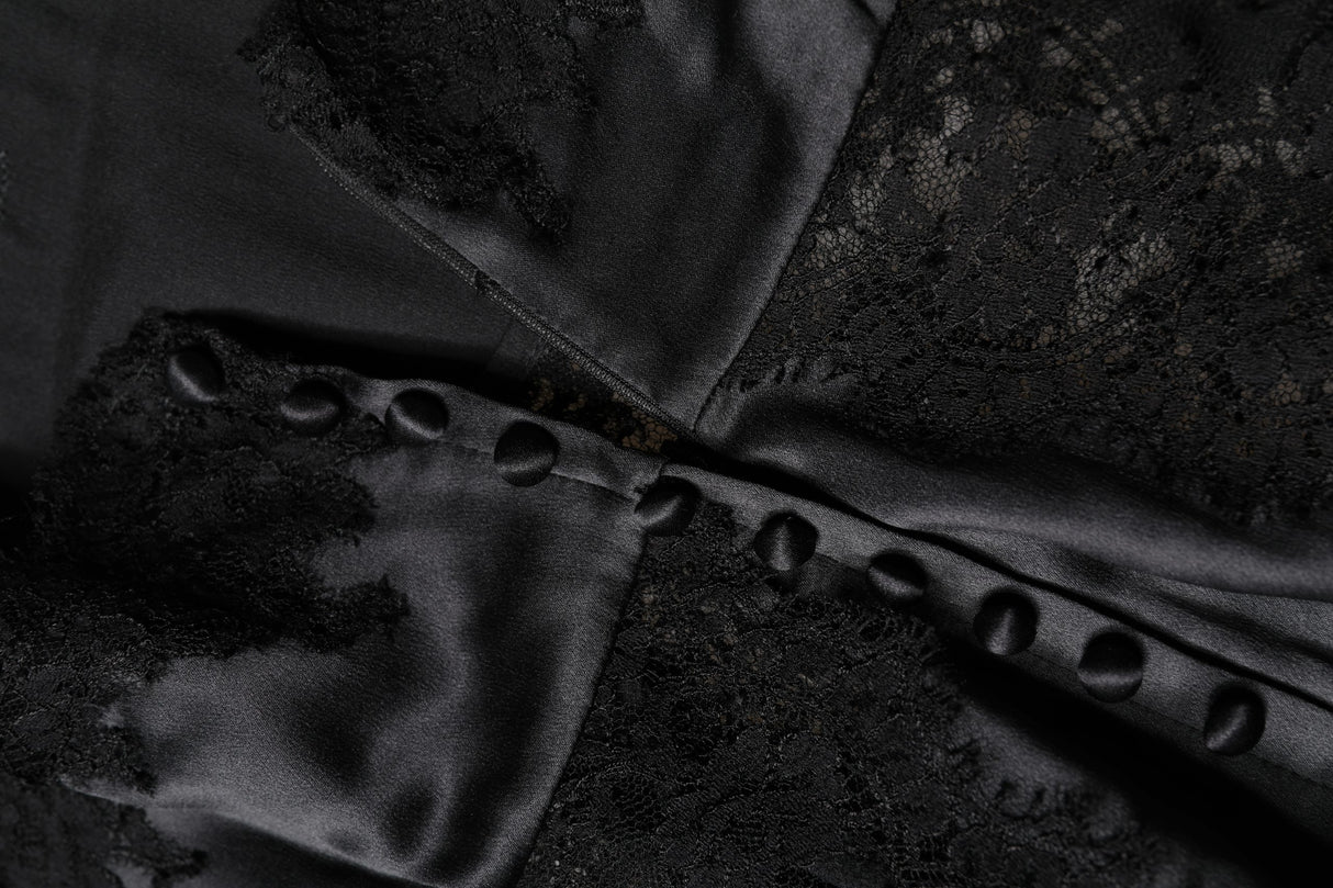 Dolce & Gabbana Black Silk Lace Trim Lingerie Top Underwear