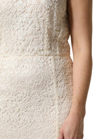 Dolce & Gabbana White Lace Viscose Sheath Long Gown Dress