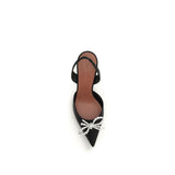 Amina Muaddi Black Silk High Heel Pumps