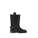 Ganni Black Calf Leather Bos Taurus Flat Boots