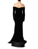 Dolce & Gabbana Black Off Shoulder Bodycon Long Gown Dress
