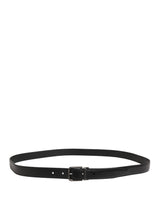 Dolce & Gabbana Men Black Classic Leather Metal Buckle Belt
