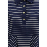Ganni Blue Cotton Polo Shirt