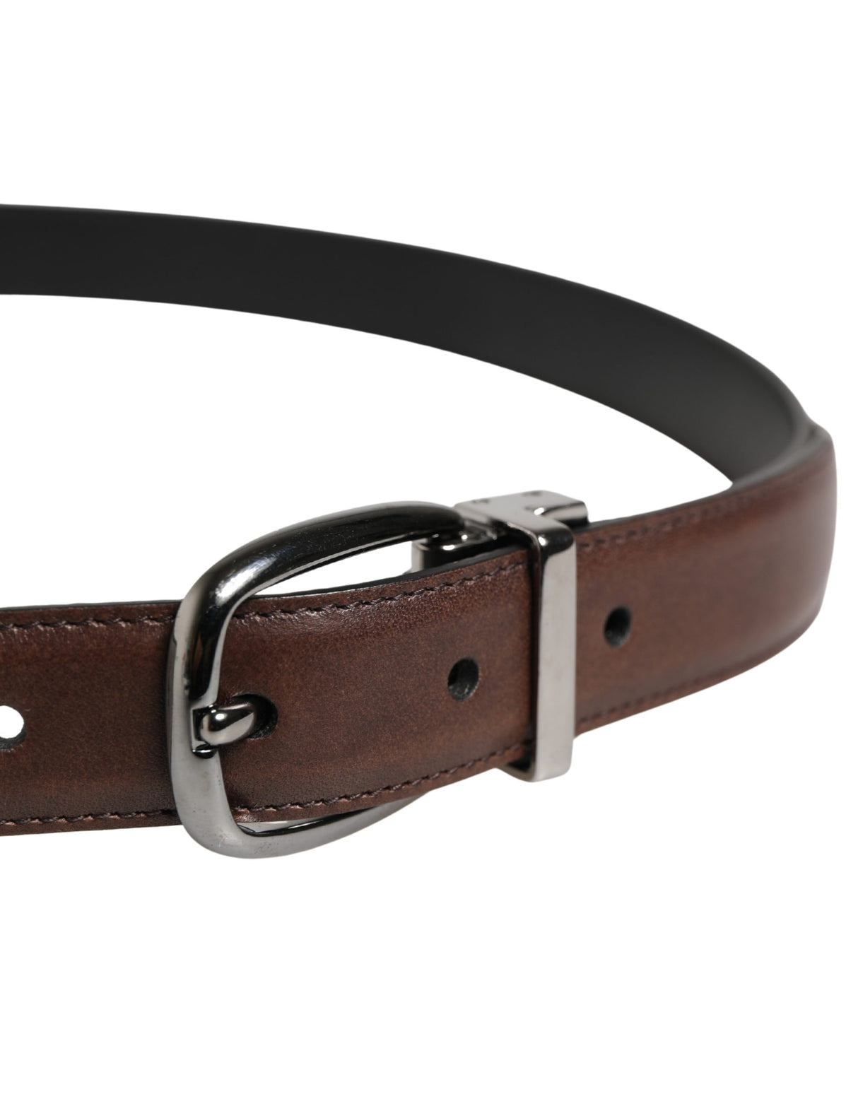 Dolce & Gabbana Men Brown Classic Leather Metal Buckle Belt