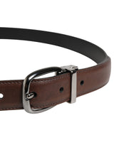 Dolce & Gabbana Men Brown Classic Leather Metal Buckle Belt