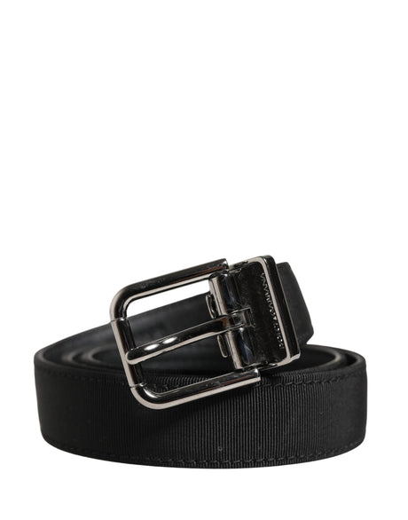 Dolce & Gabbana Men Black Viscose Leather Metal Buckle Belt