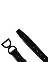 Dolce & Gabbana Men Black Exotic Leather Logo Buckle Belt