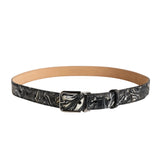 Dolce & Gabbana Men Black Marble Leather Metal Buckle Belt