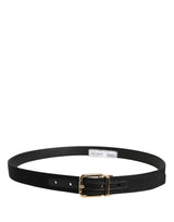 Dolce & Gabbana Black Viscose Leather Gold Metal Buckle Belt