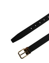 Dolce & Gabbana Black Viscose Leather Gold Metal Buckle Belt