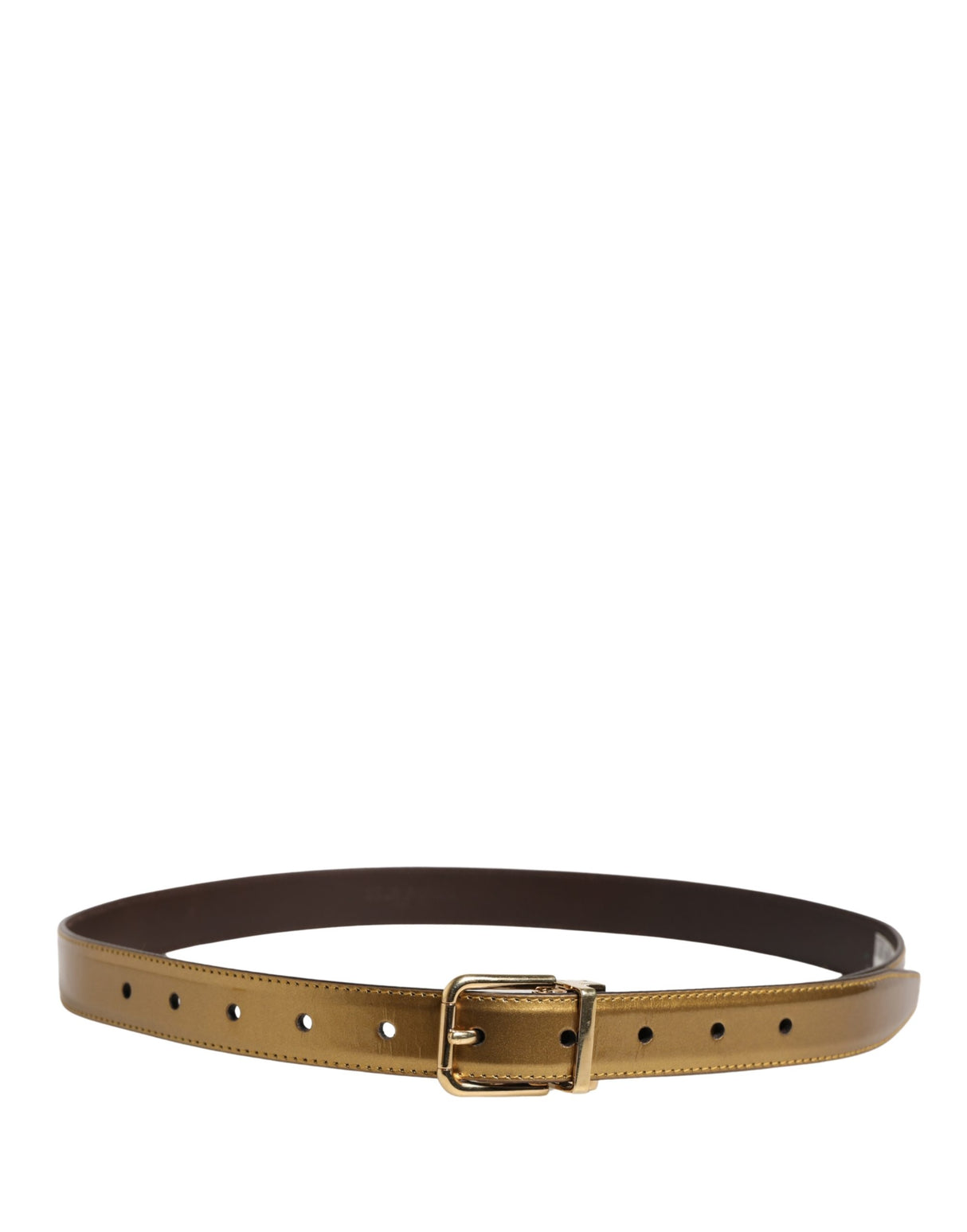 Dolce & Gabbana Men Gold Classic Leather Metal Buckle Belt