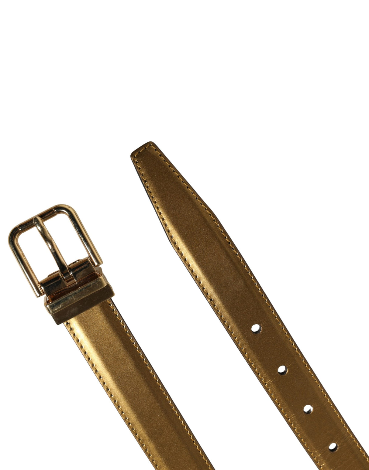 Dolce & Gabbana Men Gold Classic Leather Metal Buckle Belt