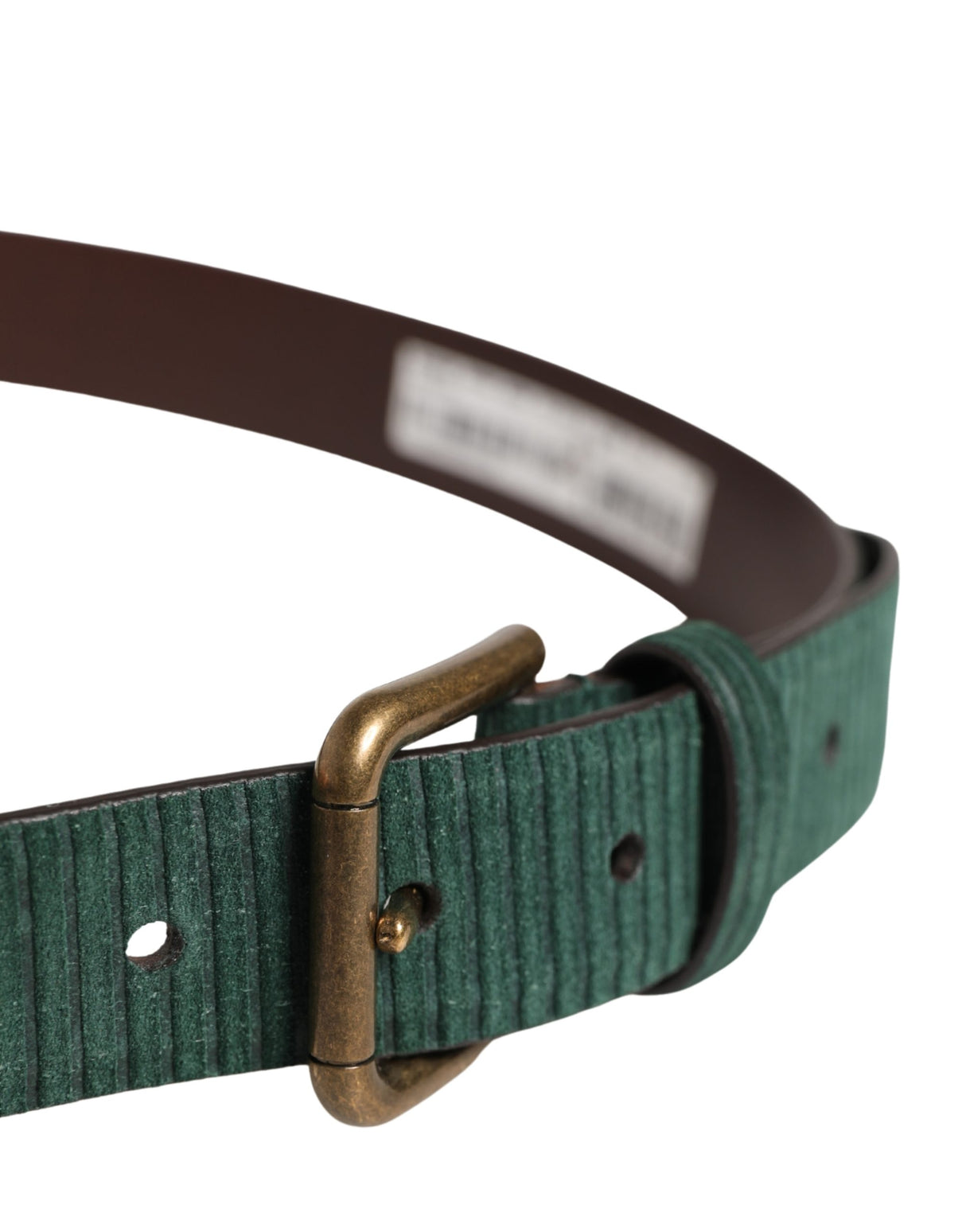 Dolce & Gabbana Men Green Velvet Leather Metal Buckle Belt