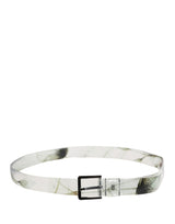 Dolce & Gabbana Men White Floral PVC Silver Metal Buckle Belt