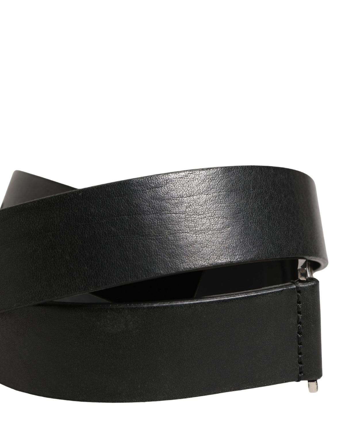 Dolce & Gabbana Men Black Classic Leather Metal Buckle Belt