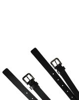 Dolce & Gabbana Black Double Strap Leather Silver Buckle Belt