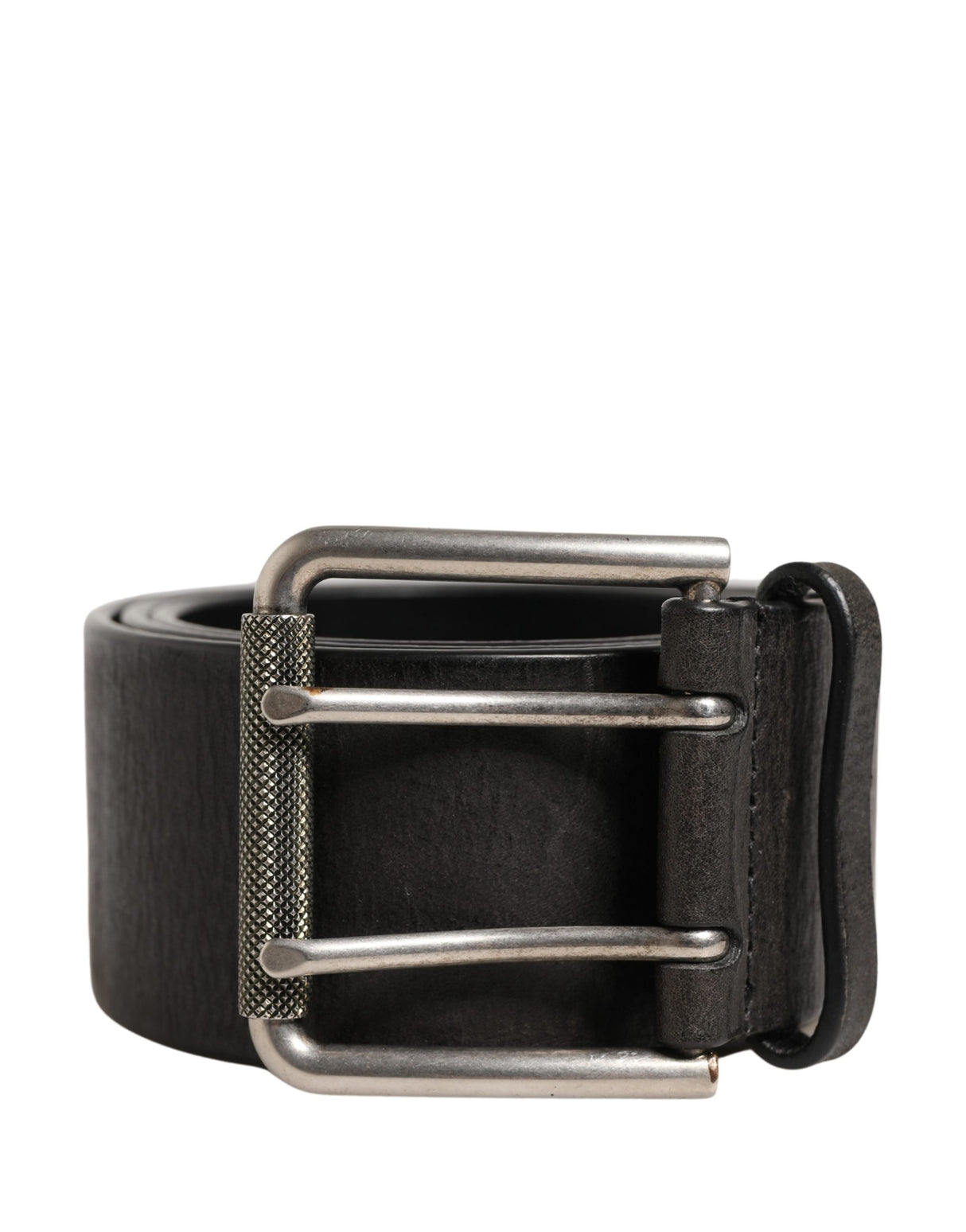 Dolce & Gabbana Men Black Classic Leather Metal Buckle Belt