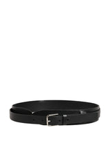 Dolce & Gabbana Men Black Classic Leather Metal Buckle Belt