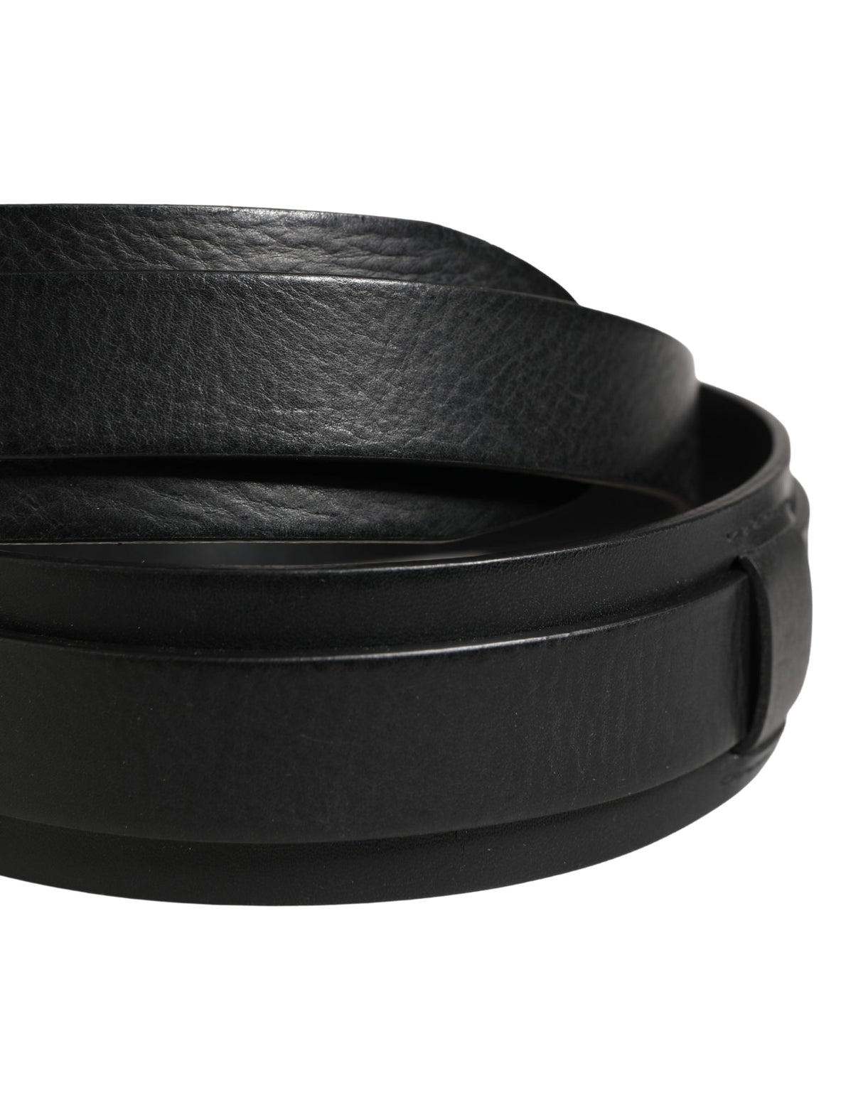 Dolce & Gabbana Men Black Classic Leather Metal Buckle Belt