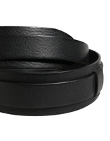 Dolce & Gabbana Men Black Classic Leather Metal Buckle Belt
