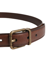Dolce & Gabbana Men Brown Classic Leather Metal Buckle Belt