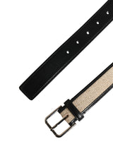 Dolce & Gabbana Men Beige Woven Leather Metal Buckle Belt
