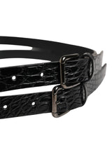 Dolce & Gabbana Black Double Strap Leather Silver Buckle Belt
