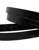Dolce & Gabbana Black Double Strap Leather Silver Buckle Belt