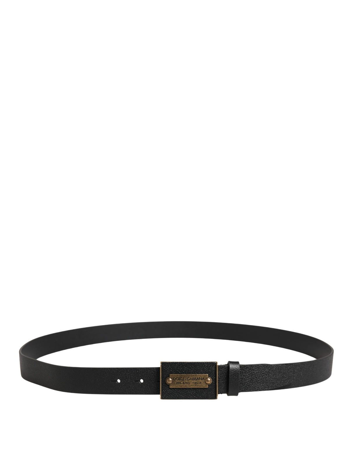 Dolce & Gabbana Men Black Calf Leather Metal Buckle Belt