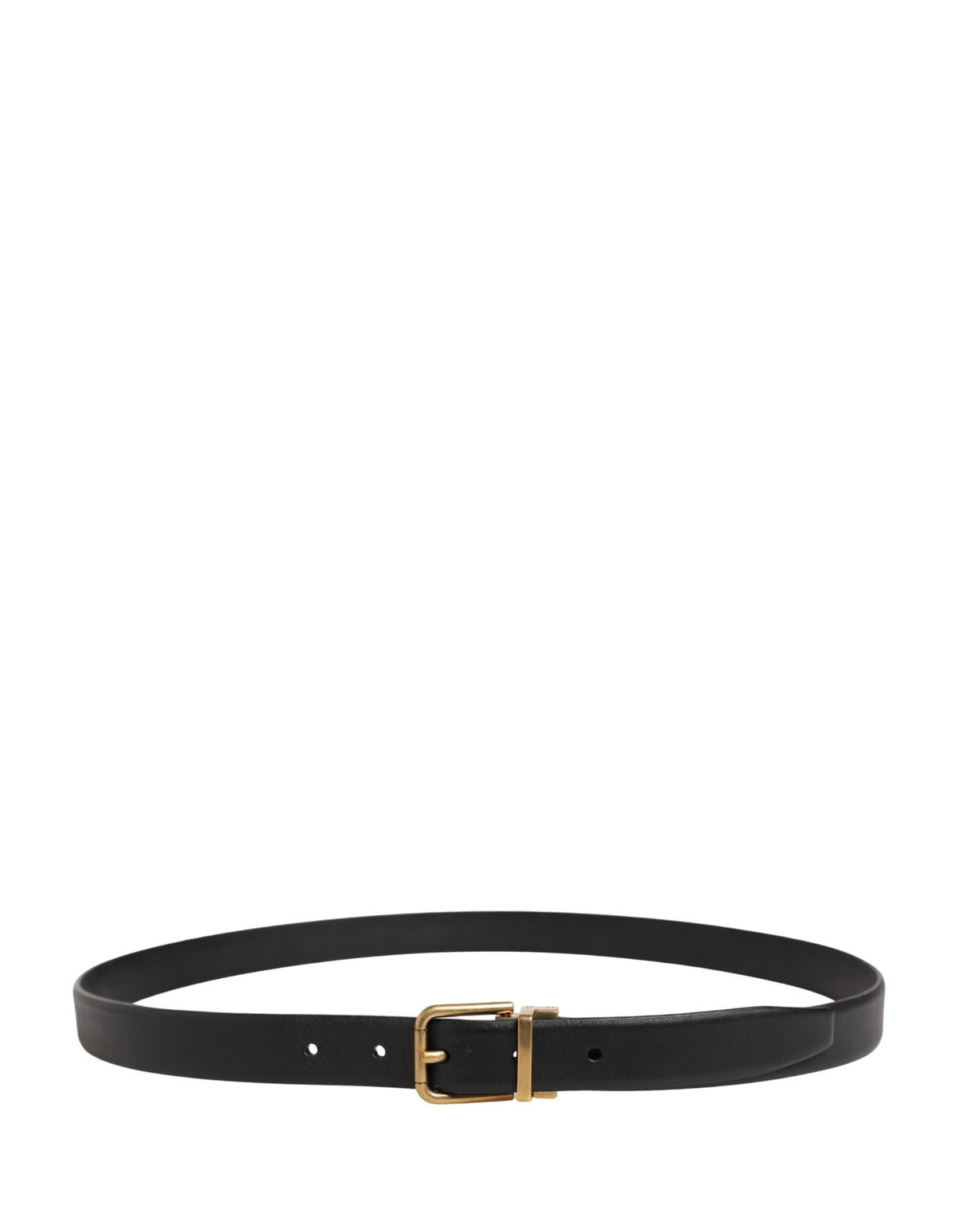 Dolce & Gabbana Men Black Classic Leather Metal Buckle Belt