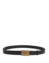 Dolce & Gabbana Black Classic Leather Logo Metal Buckle Belt