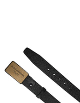 Dolce & Gabbana Black Classic Leather Logo Metal Buckle Belt