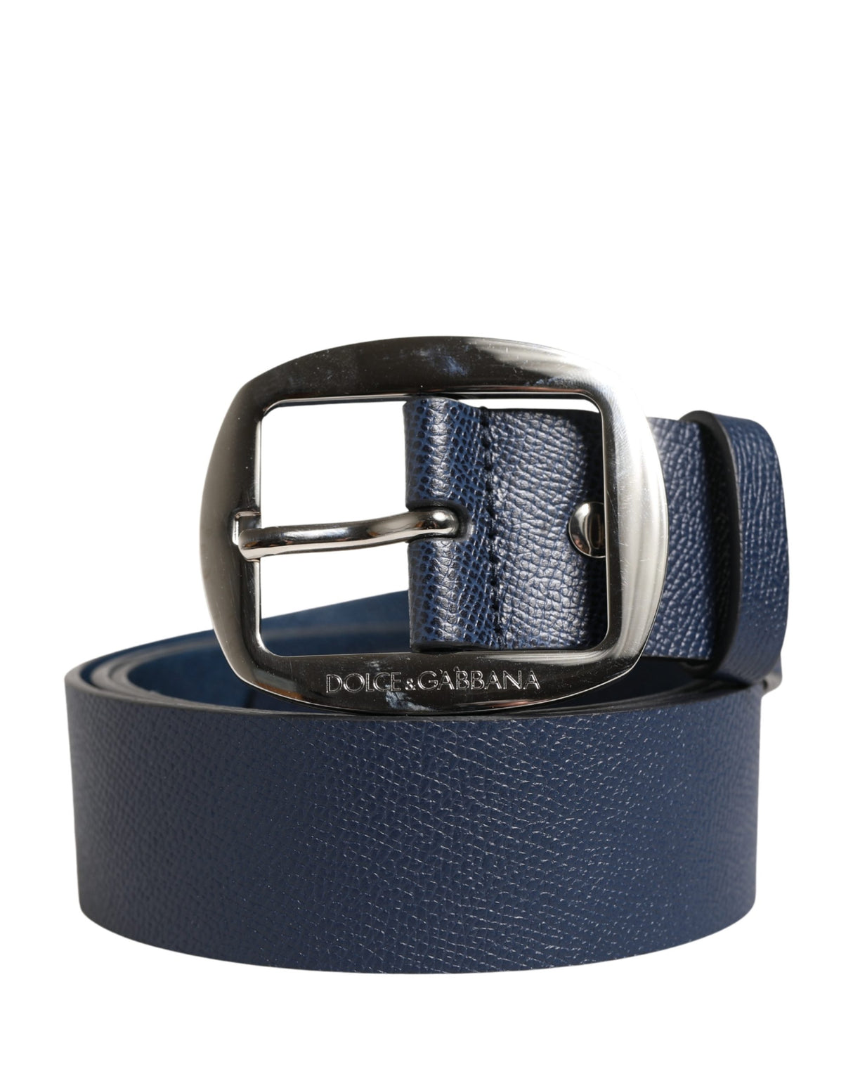 Dolce & Gabbana Men Blue Classic Leather Metal Buckle Belt
