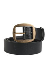 Dolce & Gabbana Men Black Classic Leather Metal Buckle Belt