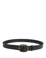 Dolce & Gabbana Men Black Classic Leather Metal Buckle Belt