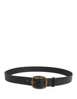 Dolce & Gabbana Men Black Classic Leather Metal Buckle Belt