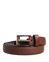 Dolce & Gabbana Men Brown Leather Classic Metal Buckle Belt