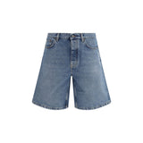 Off-White Blue Cotton Bermuda Shorts