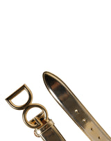 Dolce & Gabbana Gold Leather Black Crystals Metal Buckle Belt