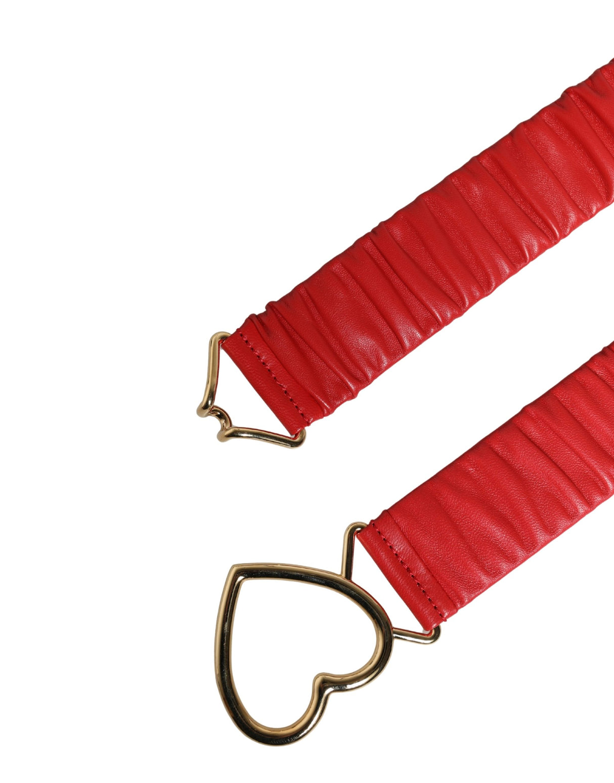 Dolce & Gabbana Red Leather Gold Heart Metal Buckle Belt