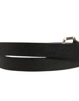GF Ferre Black Leather Slim Gold Tone Buckle Waist Men Belt
