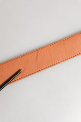 GF Ferre Orange Leather Hexagon Metal Buckle Waist Women Belt