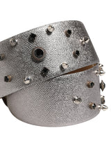 Dolce & Gabbana Silver Leather Crystal Metal Buckle Belt